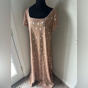 Women's Maxi Dress in Light Brown with White Dot Print